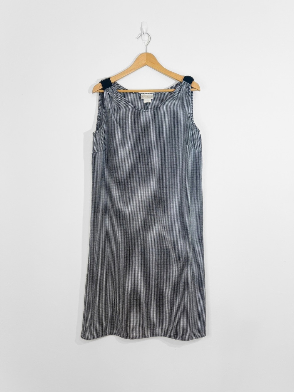 Sleeveless Gray Gingham Shift Dress